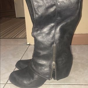 Fergalicious tall boots in charcoal color